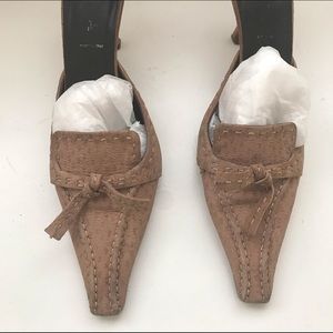 Prada pink suede mule